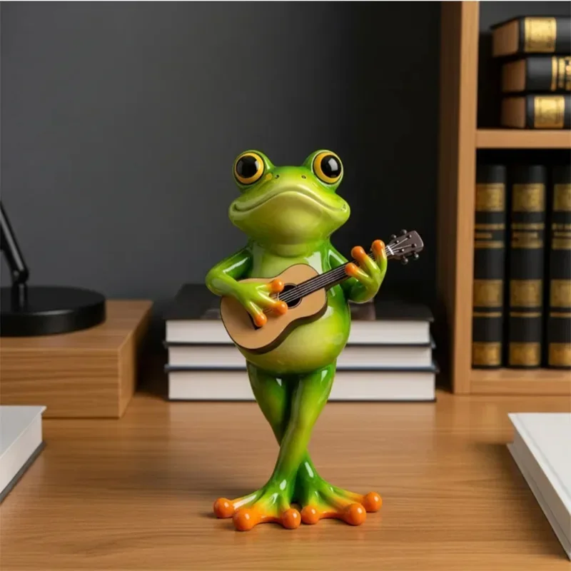 Interesting Frog Shaped Resin Ornaments, Miniature Model Ornaments Of Frog Playing Musical Instruments, Home Decoration Crafts
