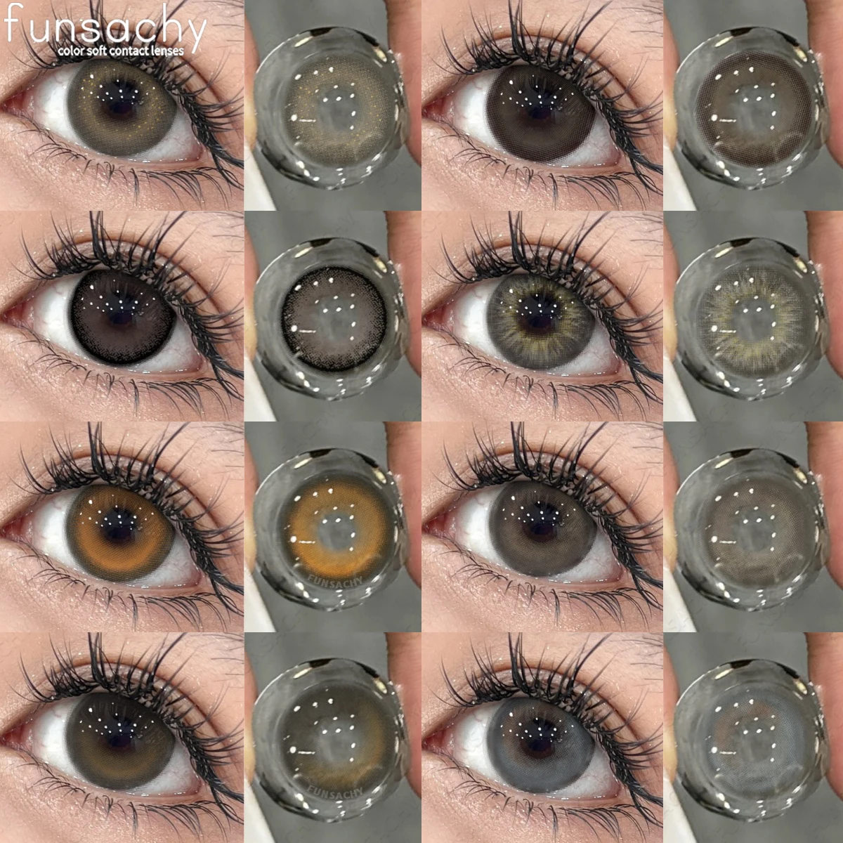Funsachy Kosmetik Farbe Kontaktlinsen 1 Paar braune Farbe Linse Mode Linsen koreanische Linsen wachsen Auge große Augenlinse graue Kontakte