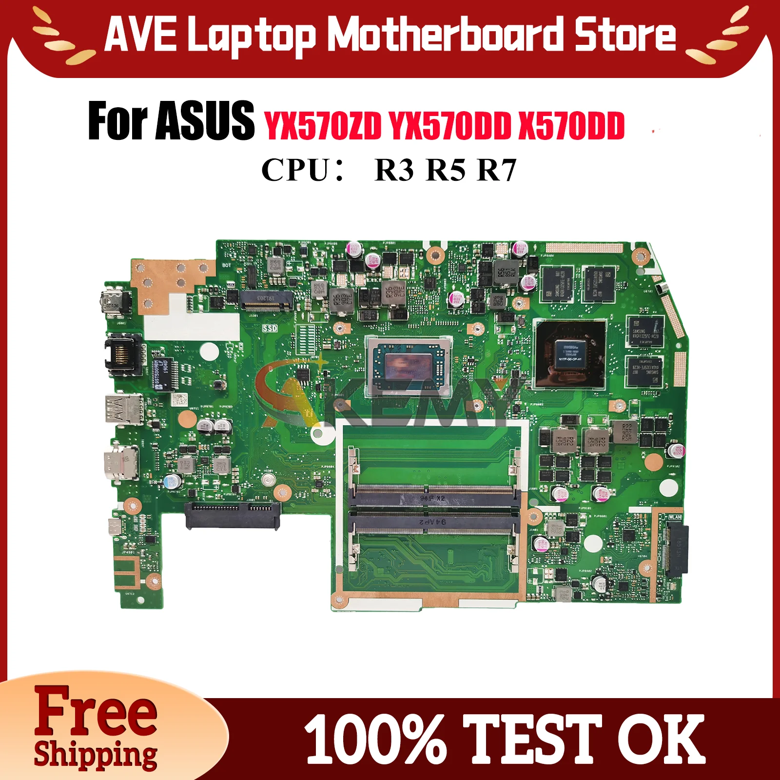 

X570DD Laptop Motherboard For ASUS VivoBook X570DD YX570ZD X570D YX570DD Notebook Mainboard With R3 R5 R7 CPU 100% tests OK stk