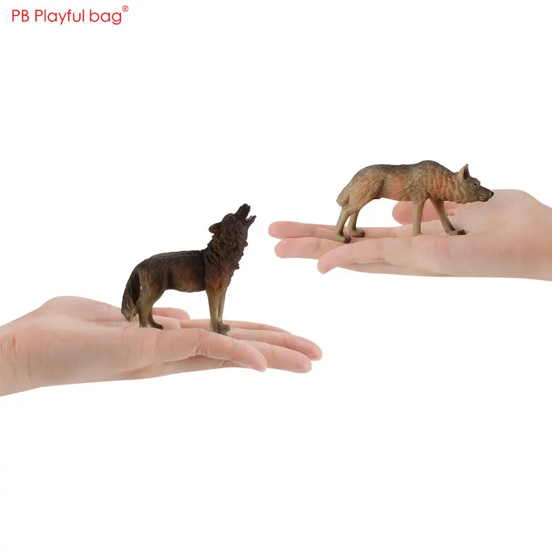 7pcs/set Simulation Wild Wolf Model Little Statue Coyote Siberian Wolf Toy Animal Figurine HG75