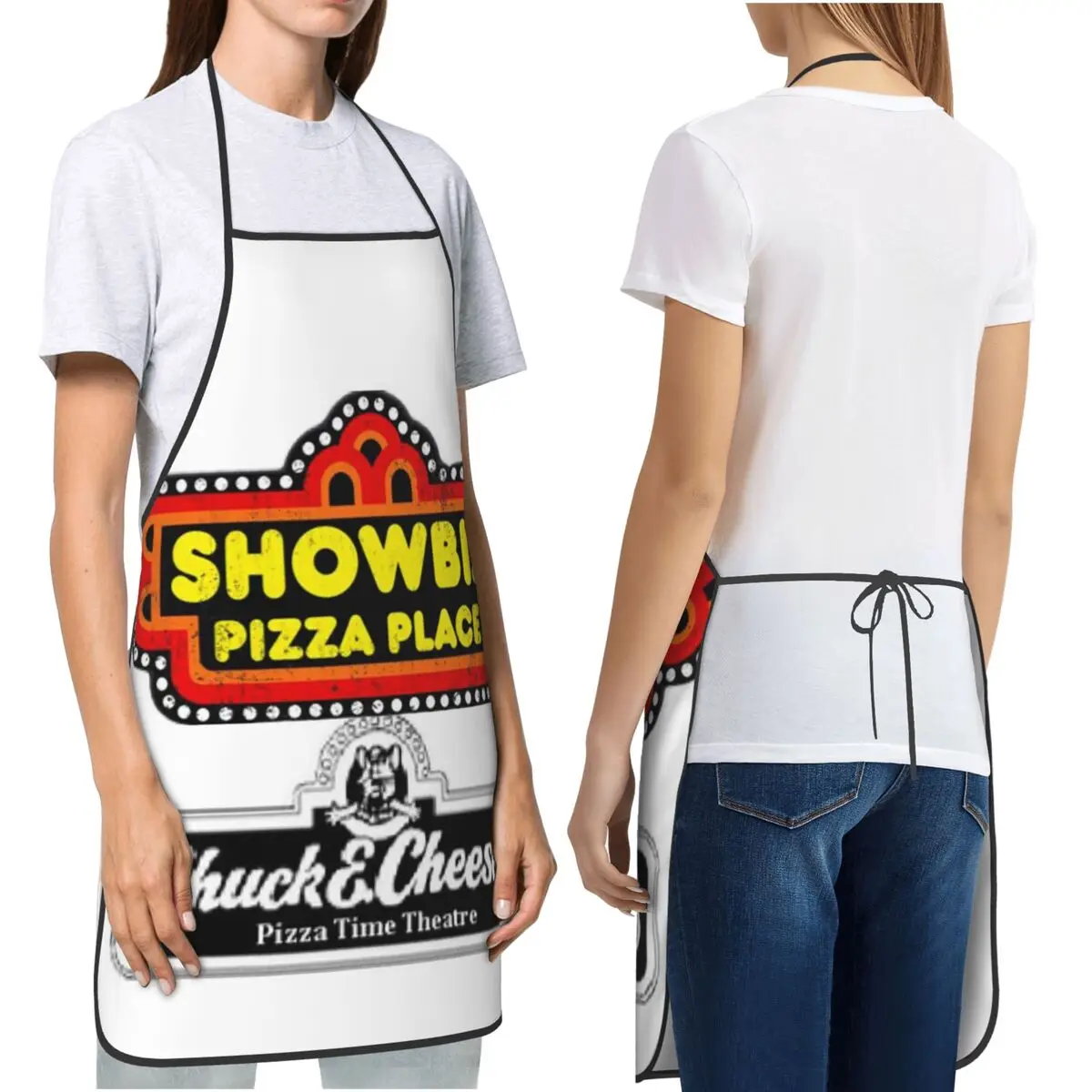 Chuck E Cheeses Pizza Time Theater Aprons Chef Cooking Cuisine Tablier Bib Kitchen Cleaning Pinafore for Women Men Gardening
