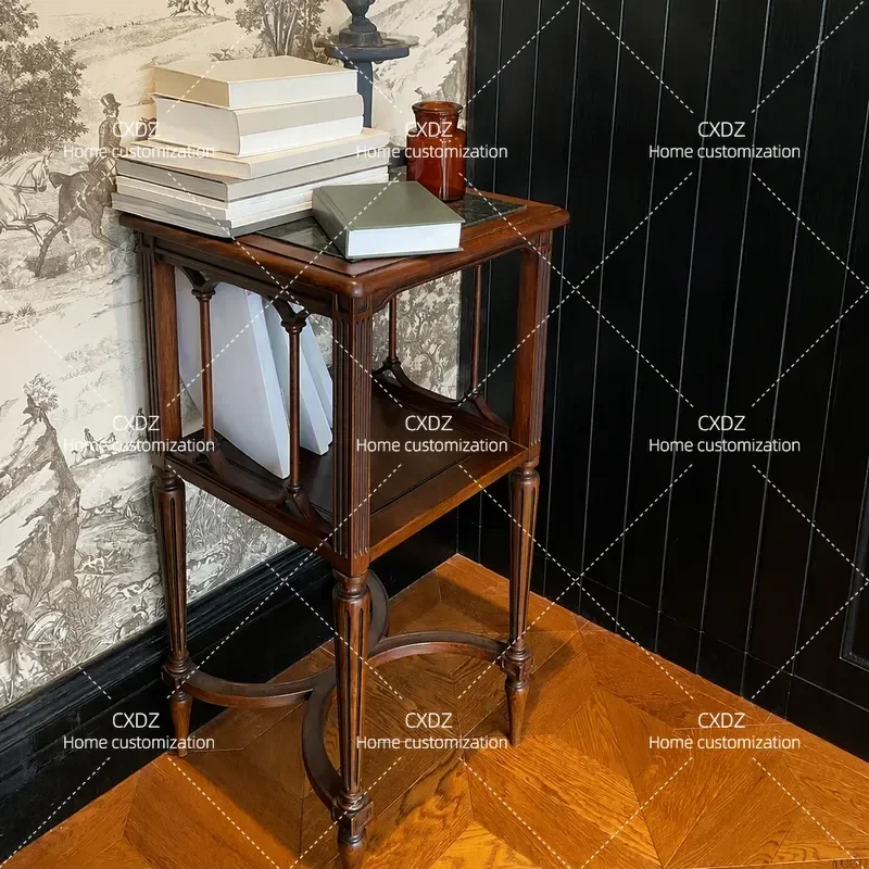 Style Solid Wood Bookshelf American Retro Coffee Side Table B&B Porch Table Customizable Medieval Shelf