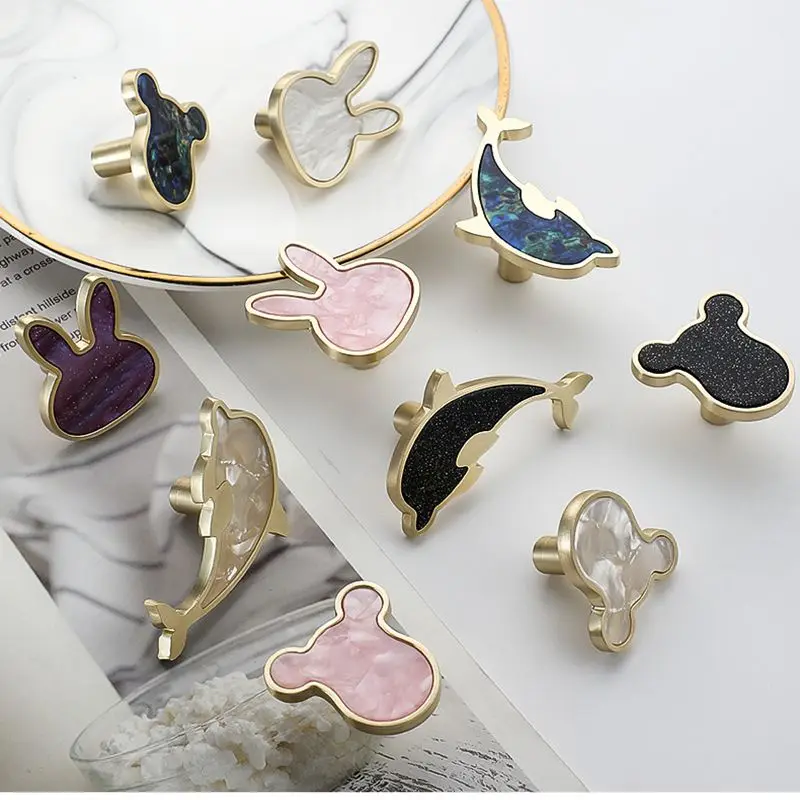 Handles Drawer Cabinet Furniture Kitchen Handles for Cabinet Knob Door Drawer Furniture Kitchen Dolphin Little Bear Rabbit Shape
