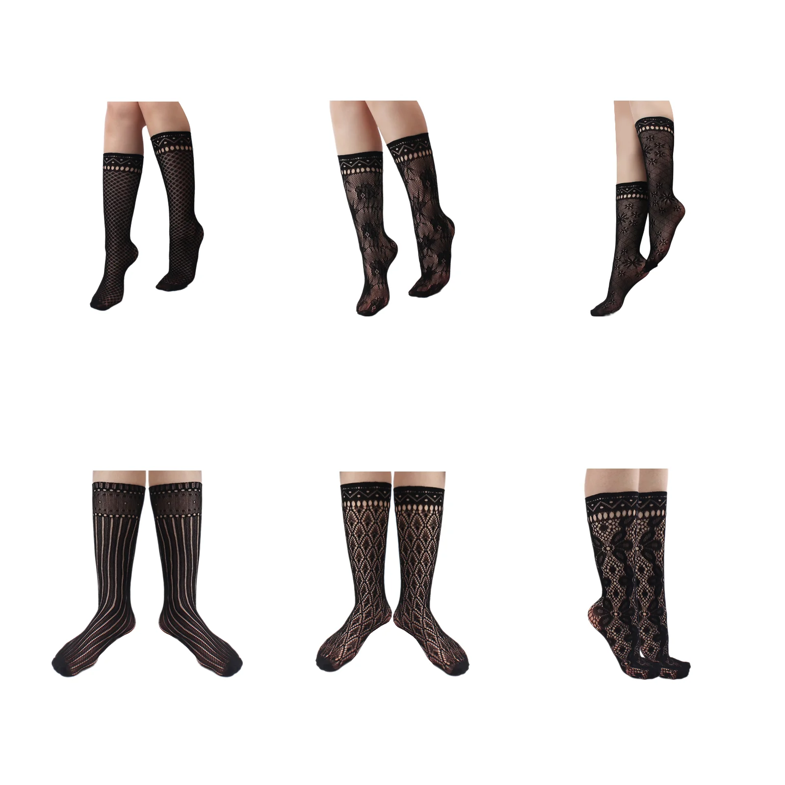 6 types of Lolita socks, fishnet hollow stockings set (all styles 1-6)
