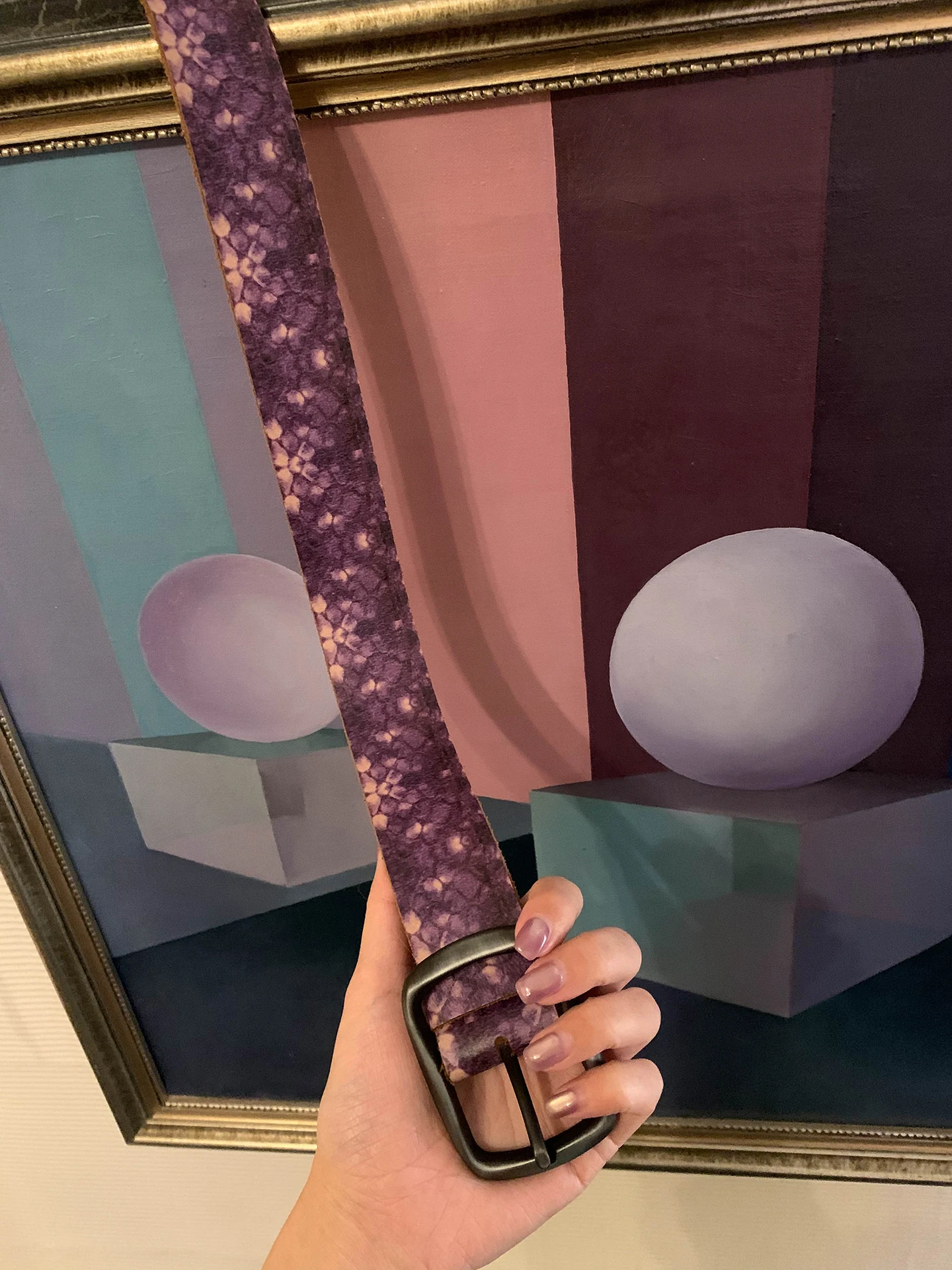 

Vc lembut Фиолетовый узор змеиной кожи Верхний слой пояса из воловьей кожи Ретро Sle Женский аксессуар Faion для зимнего сезона 2025