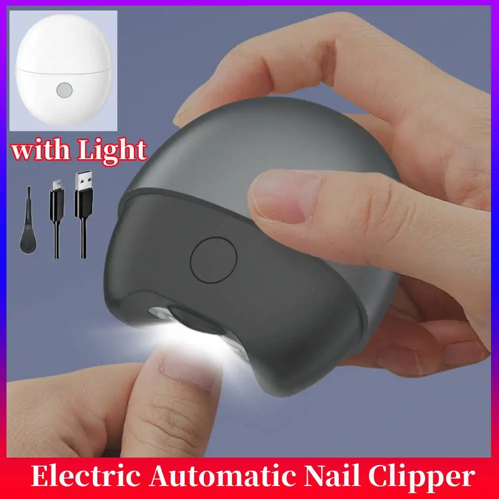 

Электрическая машинка для стрижки ногтей с подсветкой и контейнером для сбора обрезков, перезаряжаемая, бесшумная, автоматическая, для педикюра
