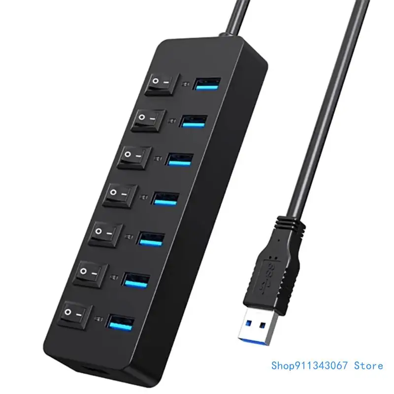 USB Extension Hub with 7 Port And Individual LED Indicators for Efficient Data Transfer On Computer Drop shipping