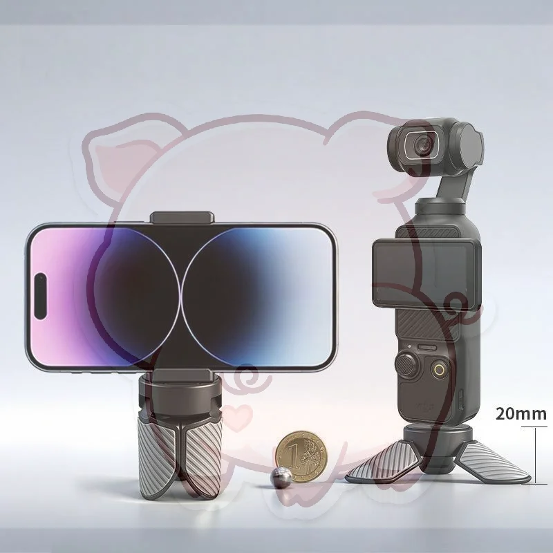 Adjustable Mini Camera Tripod 1/4'' Screw Interface Compatible for Osmo Pocket 4 3 Action 6 for Multi-angle Filming