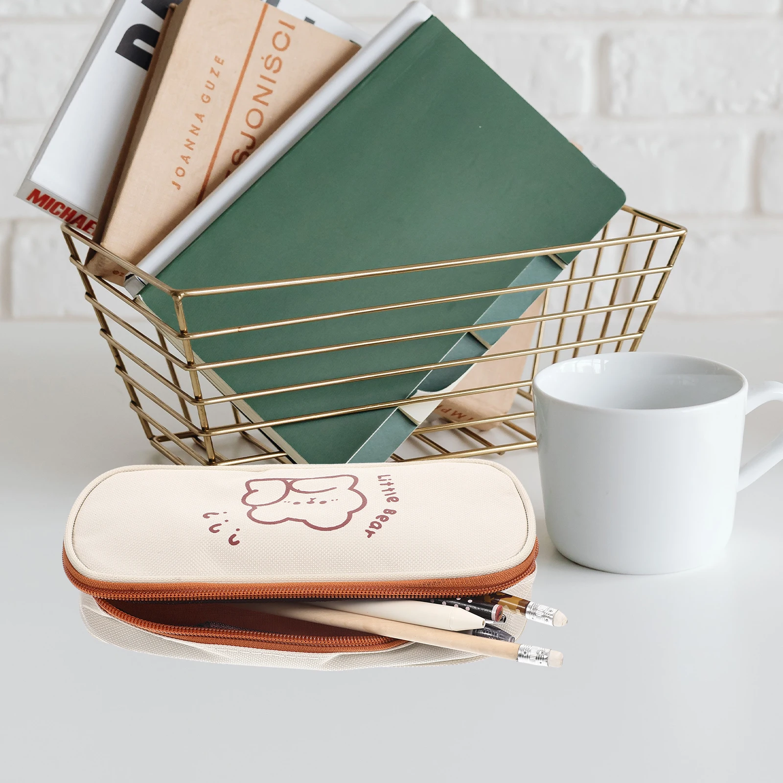 

Canvas Pencil Case Large Capacity Stationery Pouch Portable Pen Student Gift School Supplies Zipper Pencil Bag Travel Makeup