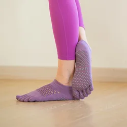 Mesh Breathable Yoga Socks Silicone Anti-slip Five Toes Pilates Socks Women Solid Color Indoor Workout Ballet Dance Sports Socks