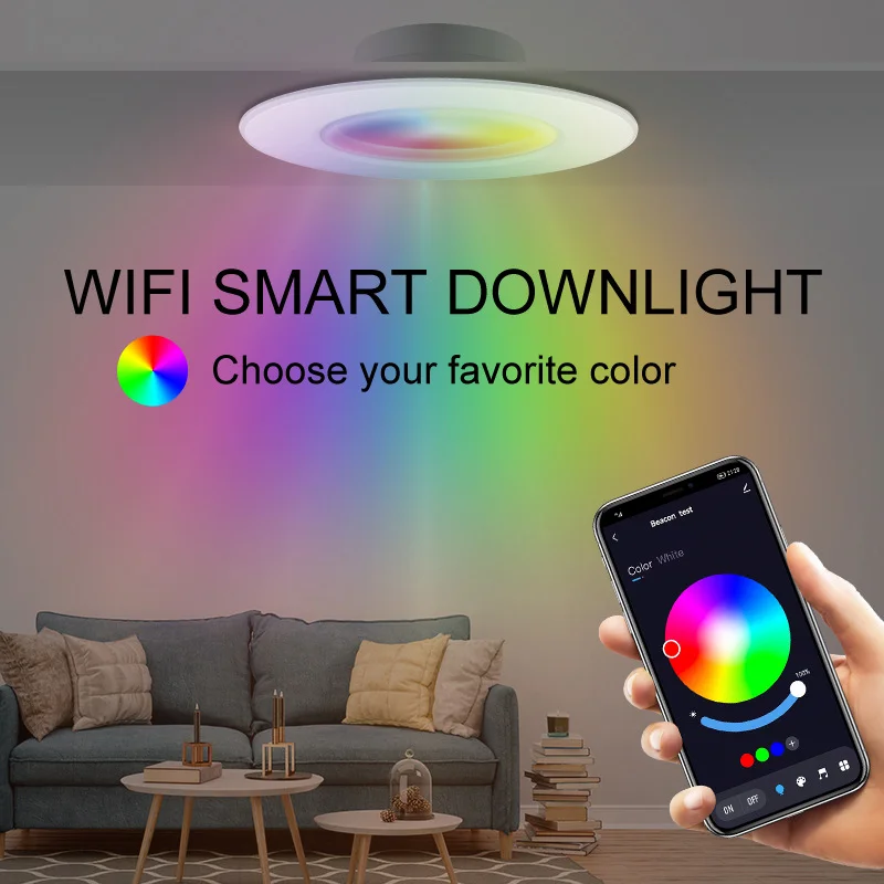 1-10Pcs LED Downlight 10W Smart Recessed Round Spot Down Light RGB Color Changing APP Remote Control Bedroom Home Decor Lighting