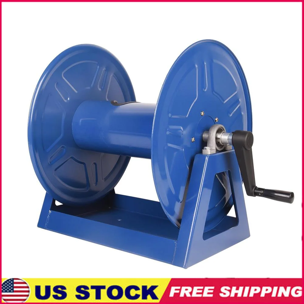 Heavy Gauge Steel Air Hose Reel 225ft. 4000PSI Hand Crank 360° Swivel Bearings