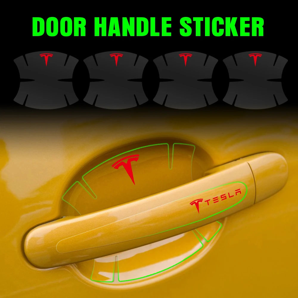 

Прозрачная защитная пленка для дверной ручки автомобиля, наклейка с логотипом дверной чаши для Tesla Model 3 Y S X Roadster Juguete SpaceX Cybertruck