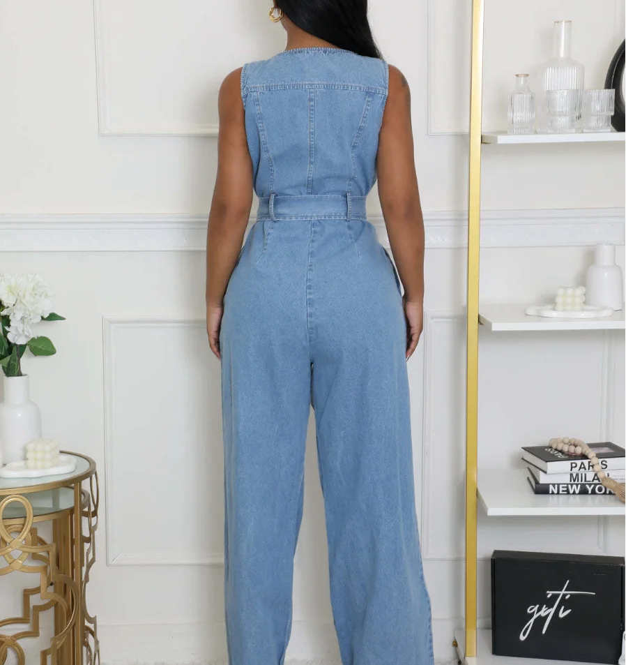 ضيق الخصر سليم صالح مرونة غسل الدنيم بذلة أنبوب مستقيم بذلة فضفاضة #4