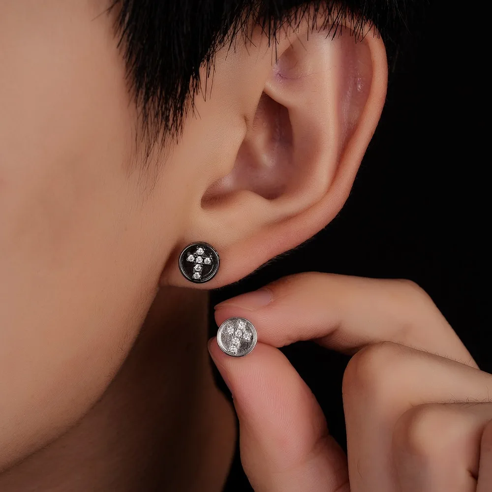 1 Pair Cross-shaped Diamond Men's and Women's Luxury High-end Style Multi-purpose Water Droplet-shaped Stud Earrings