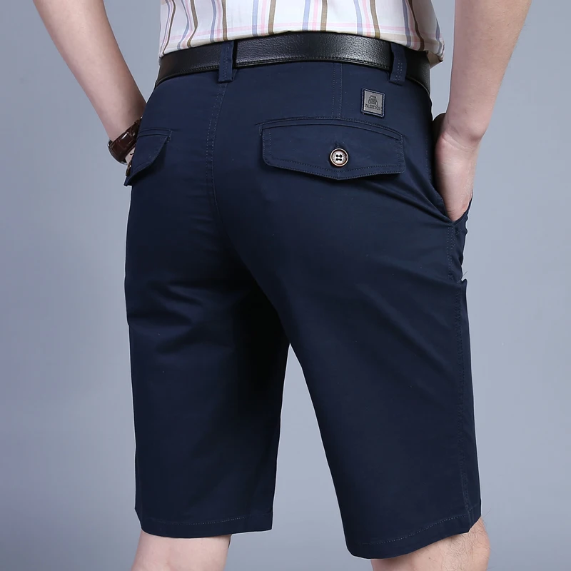 

Summer Men's Loose Fit Straight Leg Cotton Workwear orts Casual Pants Thin Five-Point Mid-Calf Busin Casual Trousers