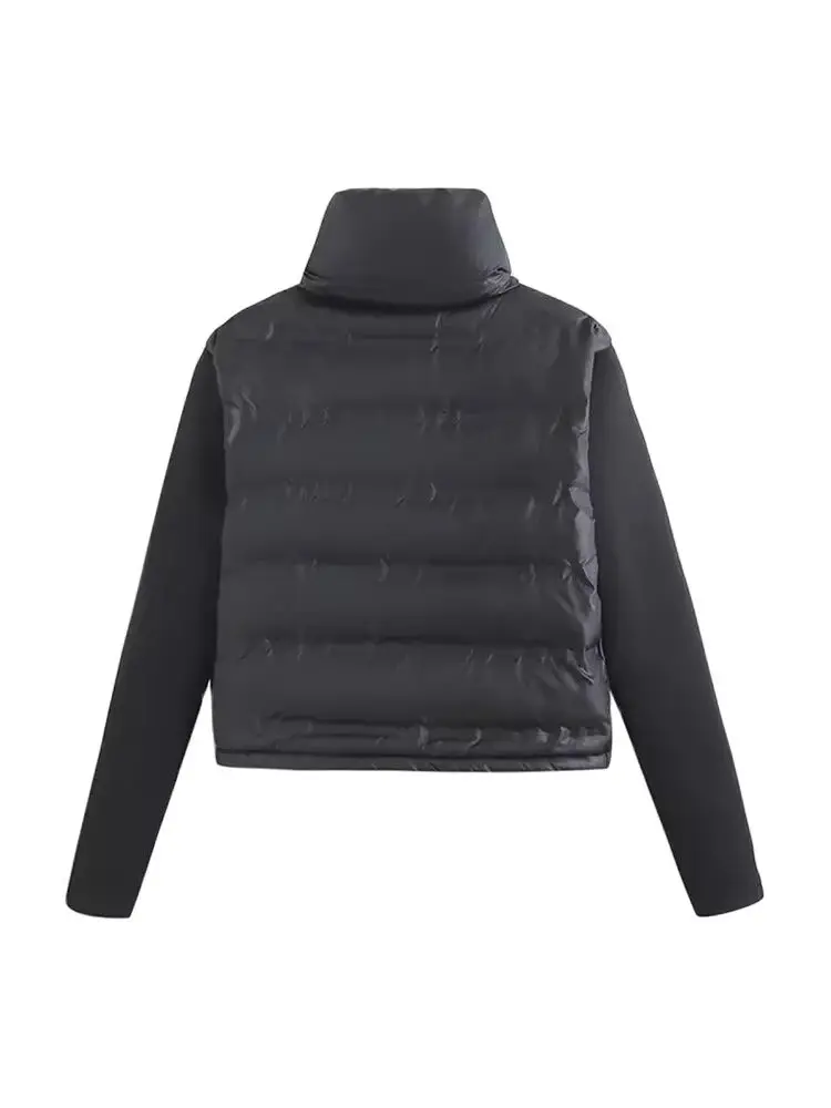 Chaqueta acolchada gruesa y cálida para mujer, abrigo Vintage de manga larga con cremallera frontal, prendas de vestir exteriores para mujer, Tops elegantes