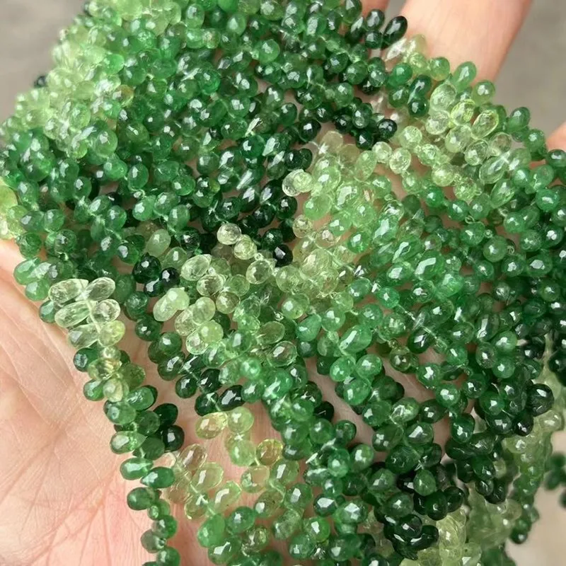 

7A TSAVORITE gradient GREEN DROP FACETED 4-6MM 38CM for DIY jewelry making loose beads FPPJ wholesale nature