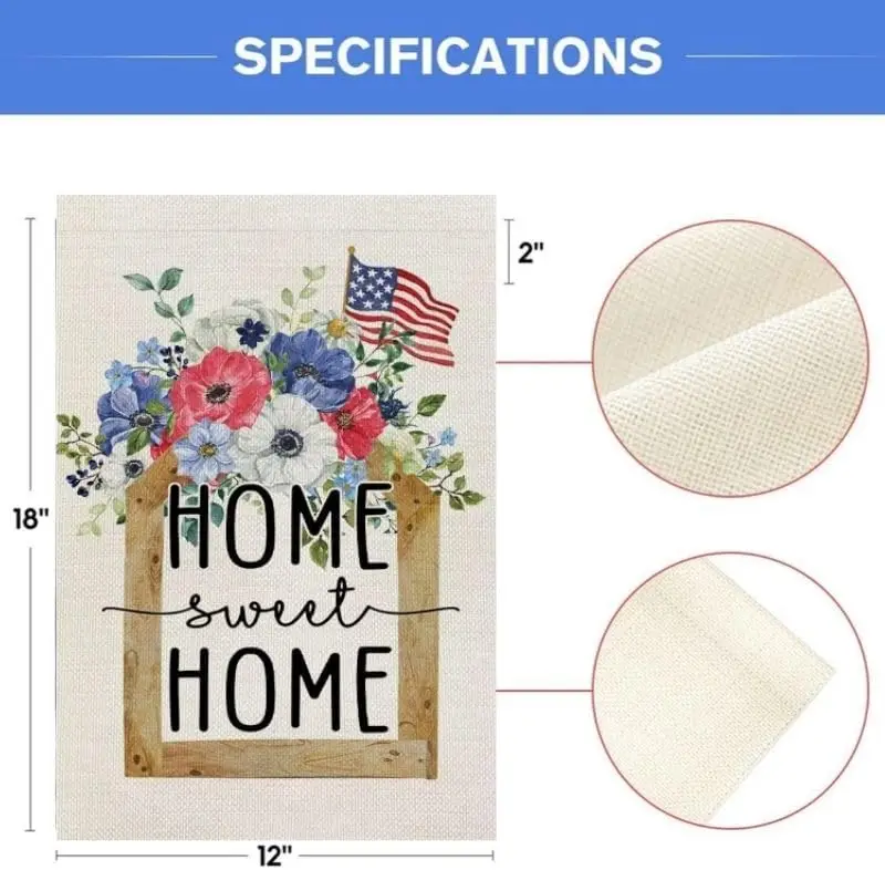 Home Sweet Home Garden Flag 12x18 Double Sided, Patriotic 4th of July American Stars and Stripes Love Heart Yard Flags Outdo yyi