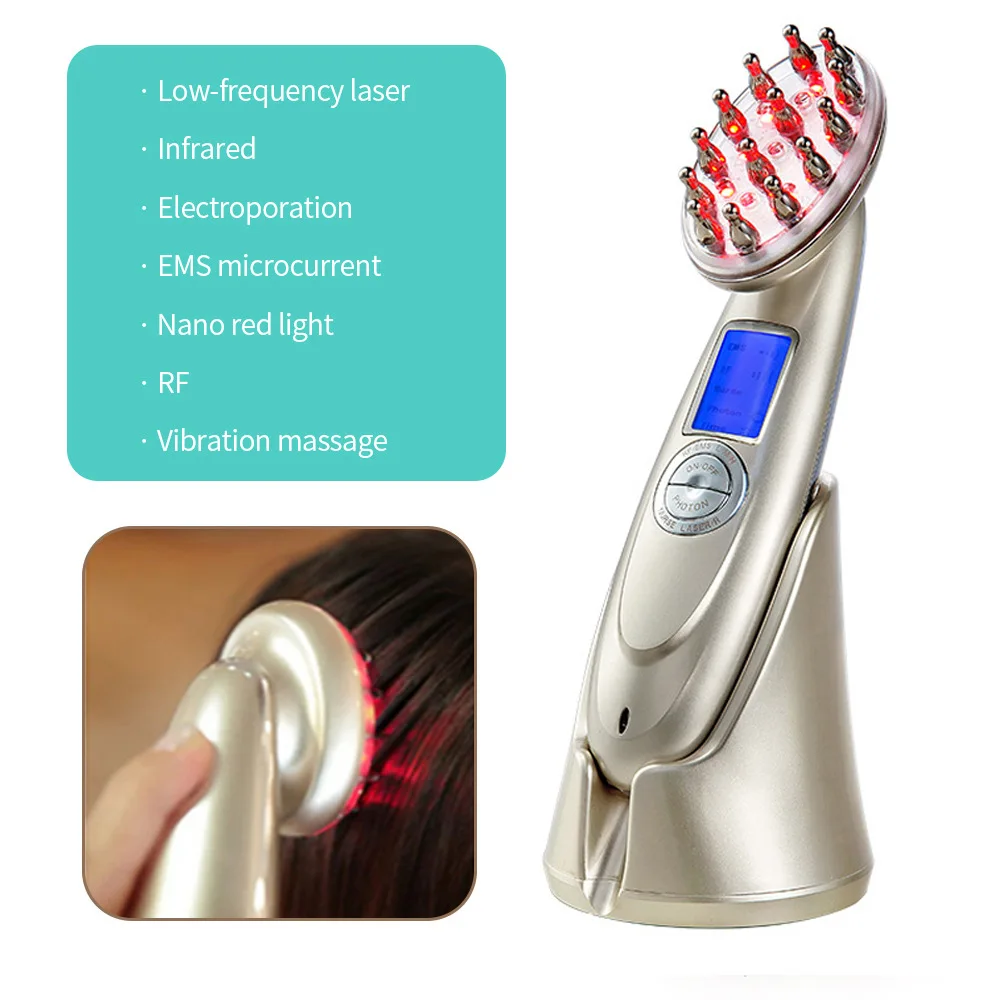 Vibration Massage Comb Laser Device EMS Negative Ion Infrared Hair Care Hair Strengthening RF Massage Brush scalp massaging comb