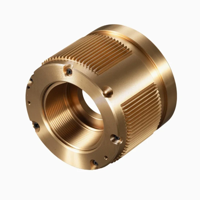 

High Precision 5 Axis CNC Metal Machining Hollow Shaft Sleeve with Ribbed Texture Made of Brass