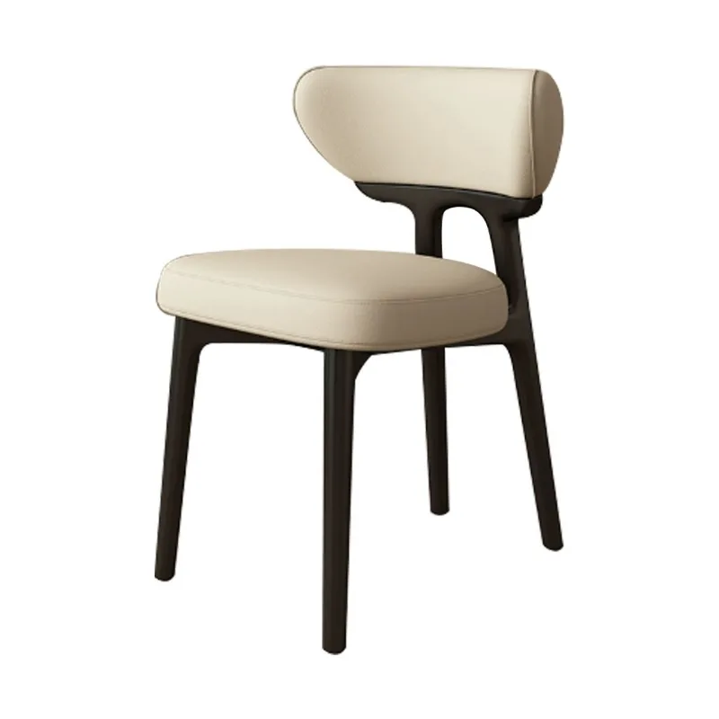Italian solid wood dining chair, household Nordic leather ash wood chair, modern simple small apartment back chair