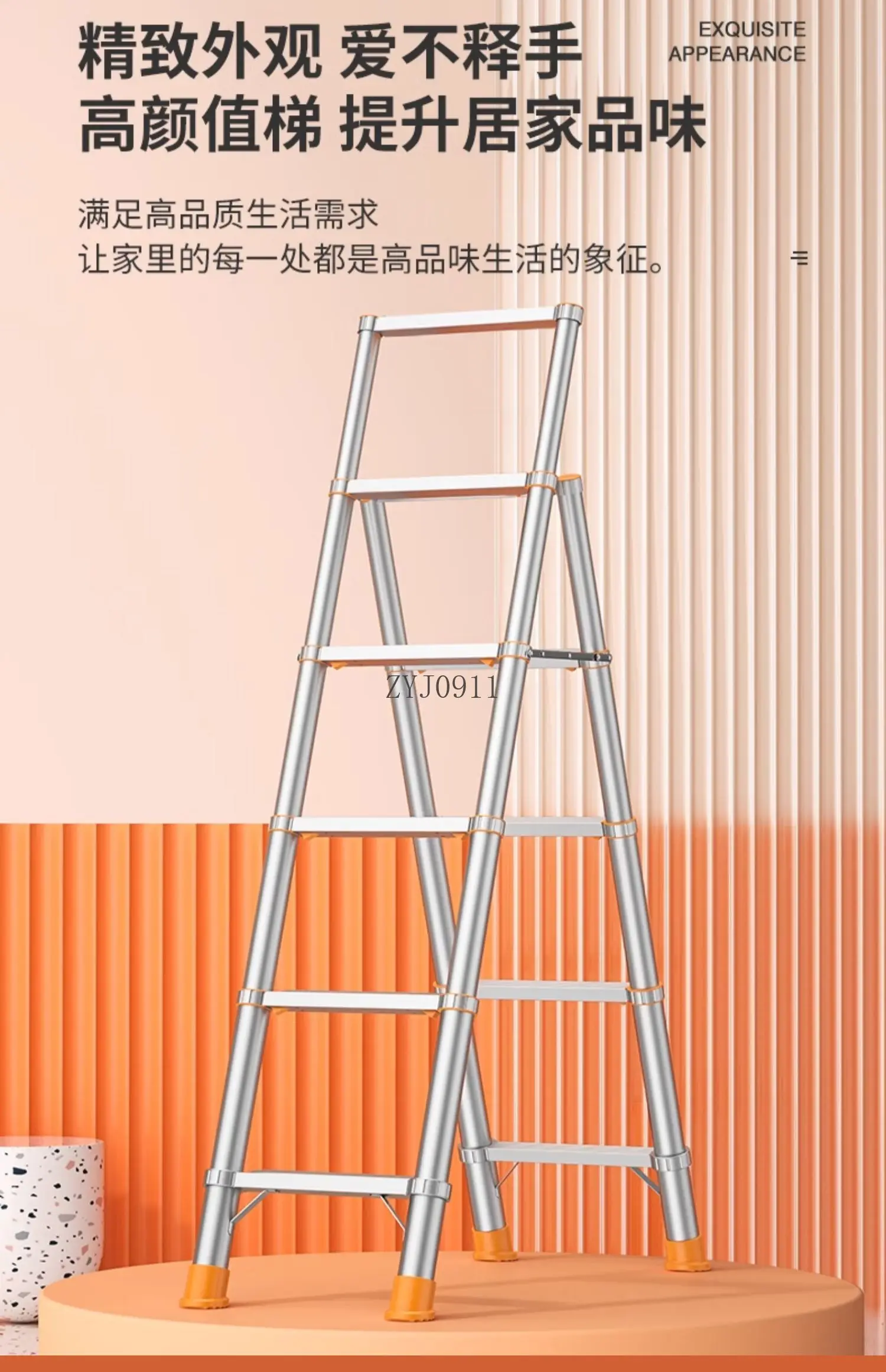 Multifunktionale Innenleiter aus Aluminiumlegierung, zusammenklappbare, verdickte Teleskopleiter, vier-, fünf- oder sechs Stufenleiter