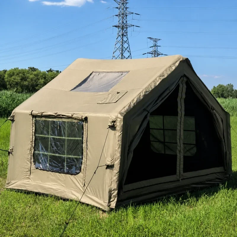 Camping Inflatable Tent 9 Flat 600D Oxford Cloth Outdoor Home Travel Installation Free Quick Build