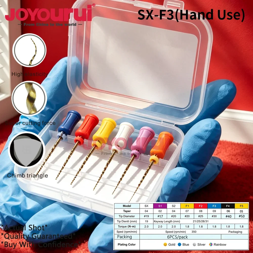 Dental SX-F3 F4 F5 Flexible Niti Golden/Blue/Silver Endodontic Files Heat Activation Hand Use Dentist Drills Instrument 04 06