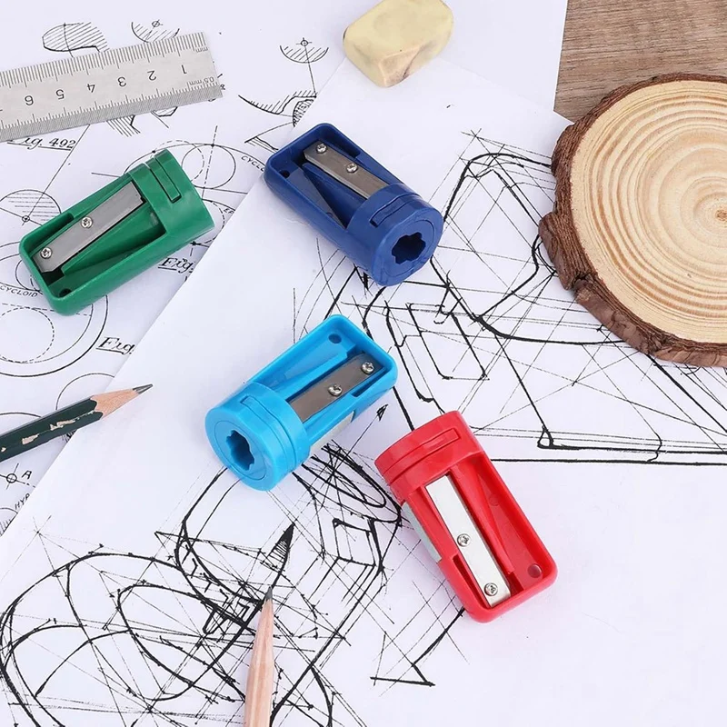 ABJI-6 Pack Carpenter Pencil Sharpener, Colourful Manual Portable Woodwork Pencil Cutter, Portable Pencil Sharpening Tool