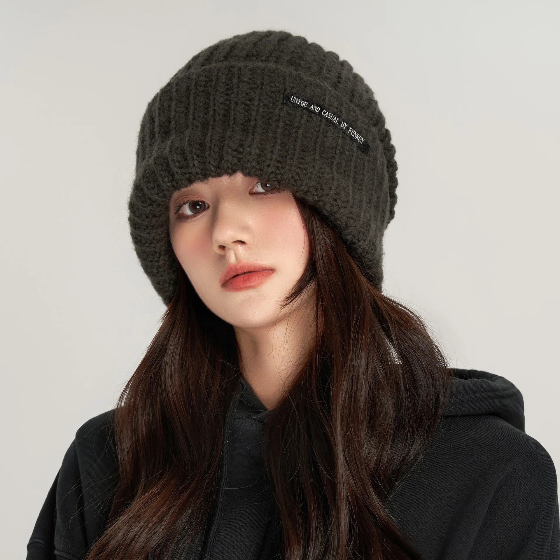 

Women Winter Beanie Hat Cute Warm Ear Protection Knit Thicken Woolen Double Layer Windproof Students Pregnant Women Keep Warm
