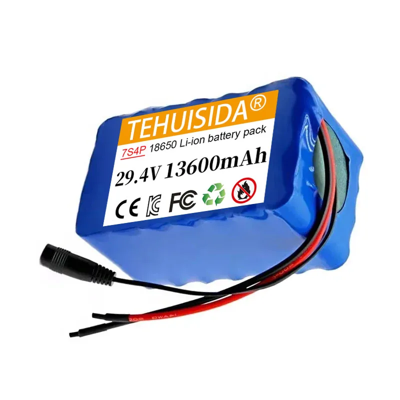 7s4p 24v 13600mAh 29.4v for Lithium-ion Battery Built-in Bms Unicycle Scooter Wheelchair Motor + 29.4V 2a Charger