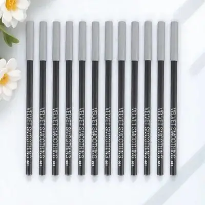 12Pcs 방수 아이 라이너 연필 블랙 메이크업 아이 라이닝 펜 빠른 건조 전문 여성 미용 공급 메이크업 액세서리