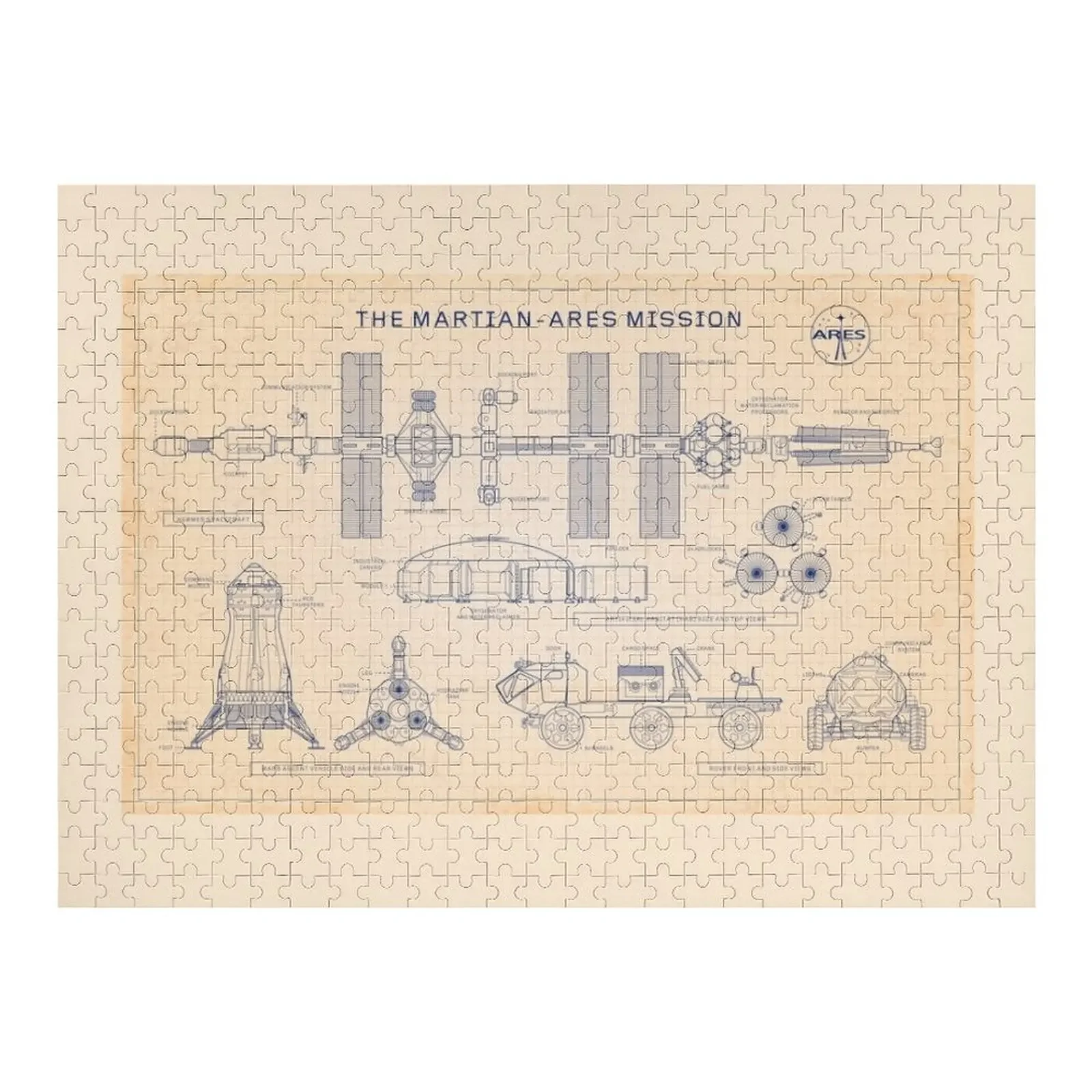 

Ares Mission - The Martian (Old Blue Grid) Jigsaw Puzzle Wood Name Iq Puzzle