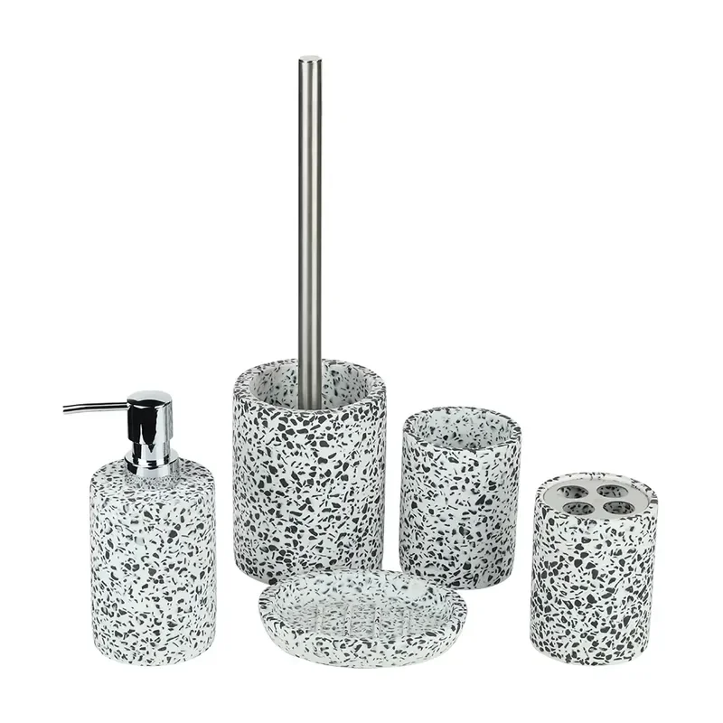 Modern Style 4 Piece Resin Bathroom Accessories Set for Hotel Home Bath Decor