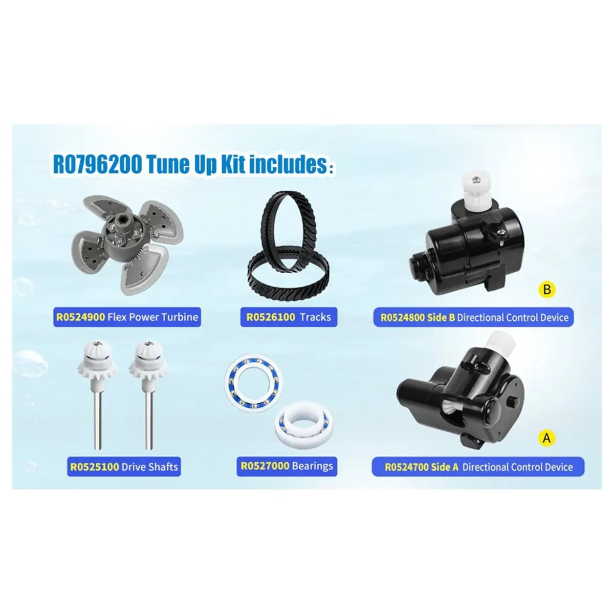 IDS-For Zodiac R0796200 MX8/MX8 Elite Pool Cleaner Tune Up Kit Turbine Directional Control Devices Tracks Drive Shaft