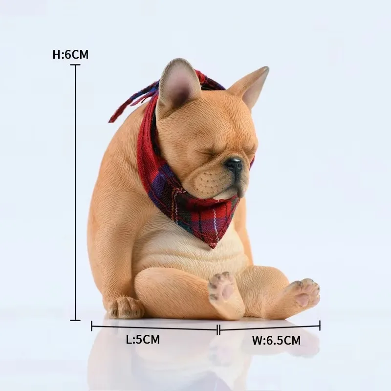 JXK Simulazione in scala 1/6 Postura seduta Animale Bulldog Cane Modello in materiale in resina per giocattoli da esposizione per decorazioni per auto da 12 pollici