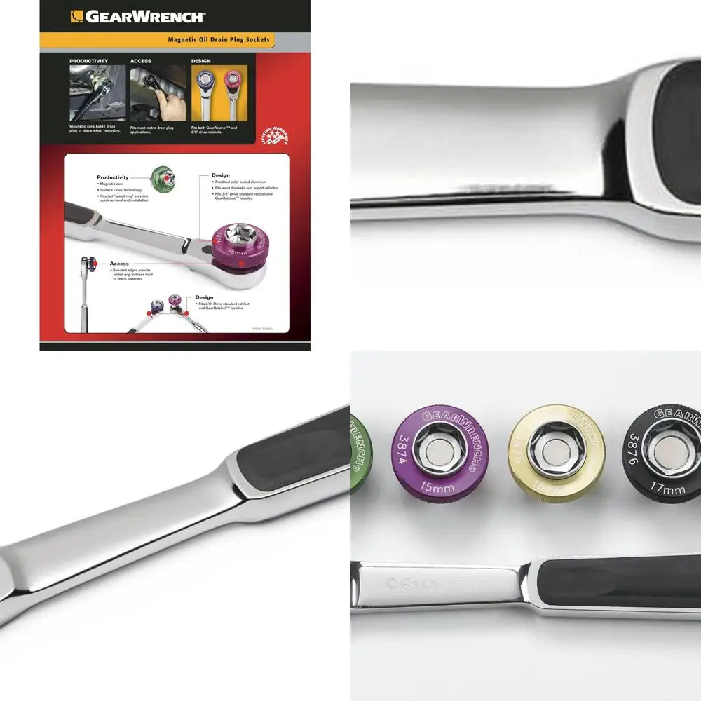 

7 шт. Привод 3/8 дюйма, 6 каналов. Набор магнитных головок для сливной пробки масла, метрическая - 3870D