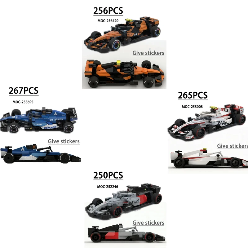 Multiple Racing Car Series Building Blocks 8-slot Race Car Toy Model (with Stickers) Birthday Gift Christmas Puzzle Toy