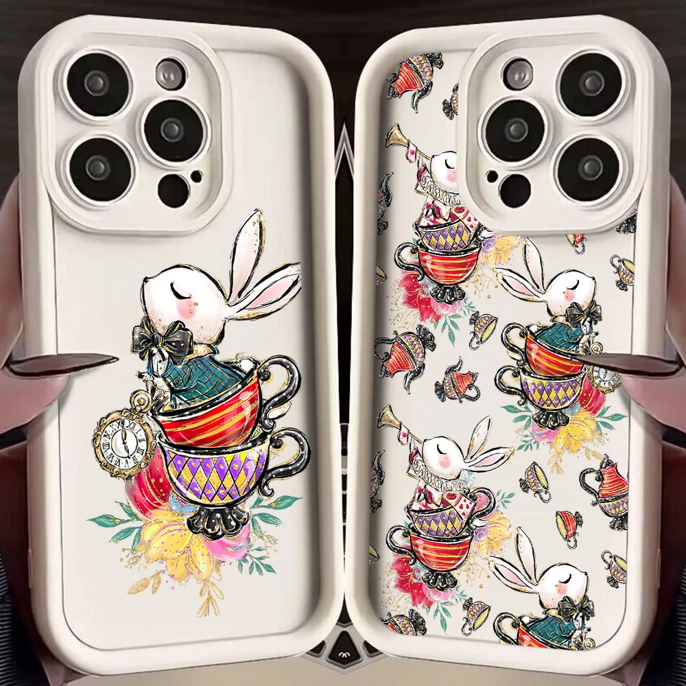 Lovely Teacup Bunny New Phone Case For Oppo Reno12 Reno11 Reno10 Reno8 Reno7 Reno6 Z T F Pro Plus 4G 5G Soft TPU Back Cover