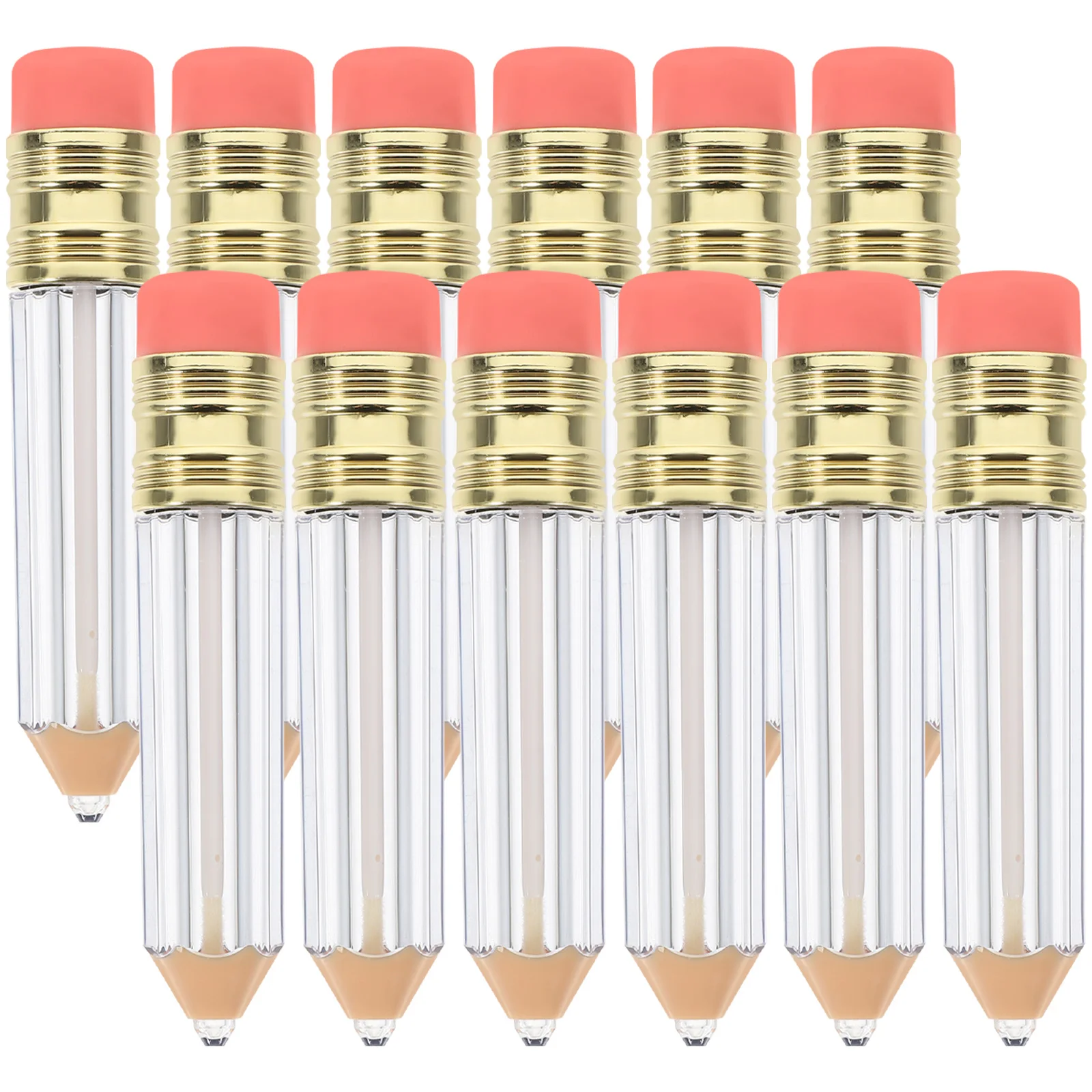 12pcs Clear Lip Balm Tube Gloss Container Square Travel Refillable Sample Packing Tubes Empty Crayons Reusable Plastic