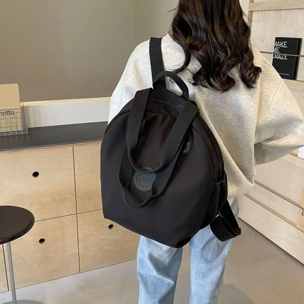 

Casual Korean Style Sport Nylon Backpack Large Capacity Solid Color Travel Shoulder Bag Nylon Tote Bag Fitness Bag Computer