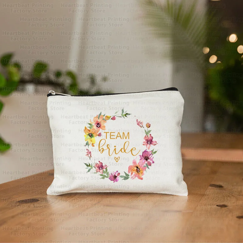 Membuat kantong keperluan wanita dompet Tote hadiah pernikahan tas Makeup pengiring pengantin motif alfabet bunga wadah kosmetik pesta pengantin