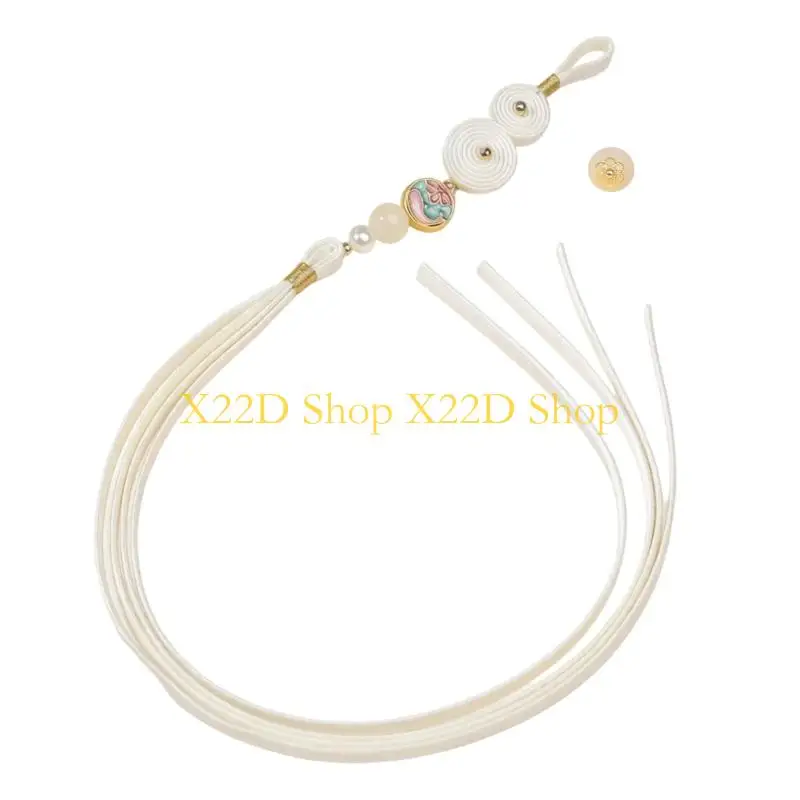X22D Costume Button Set Featuring Carps Pattern And Delicate Beadeds Tassels