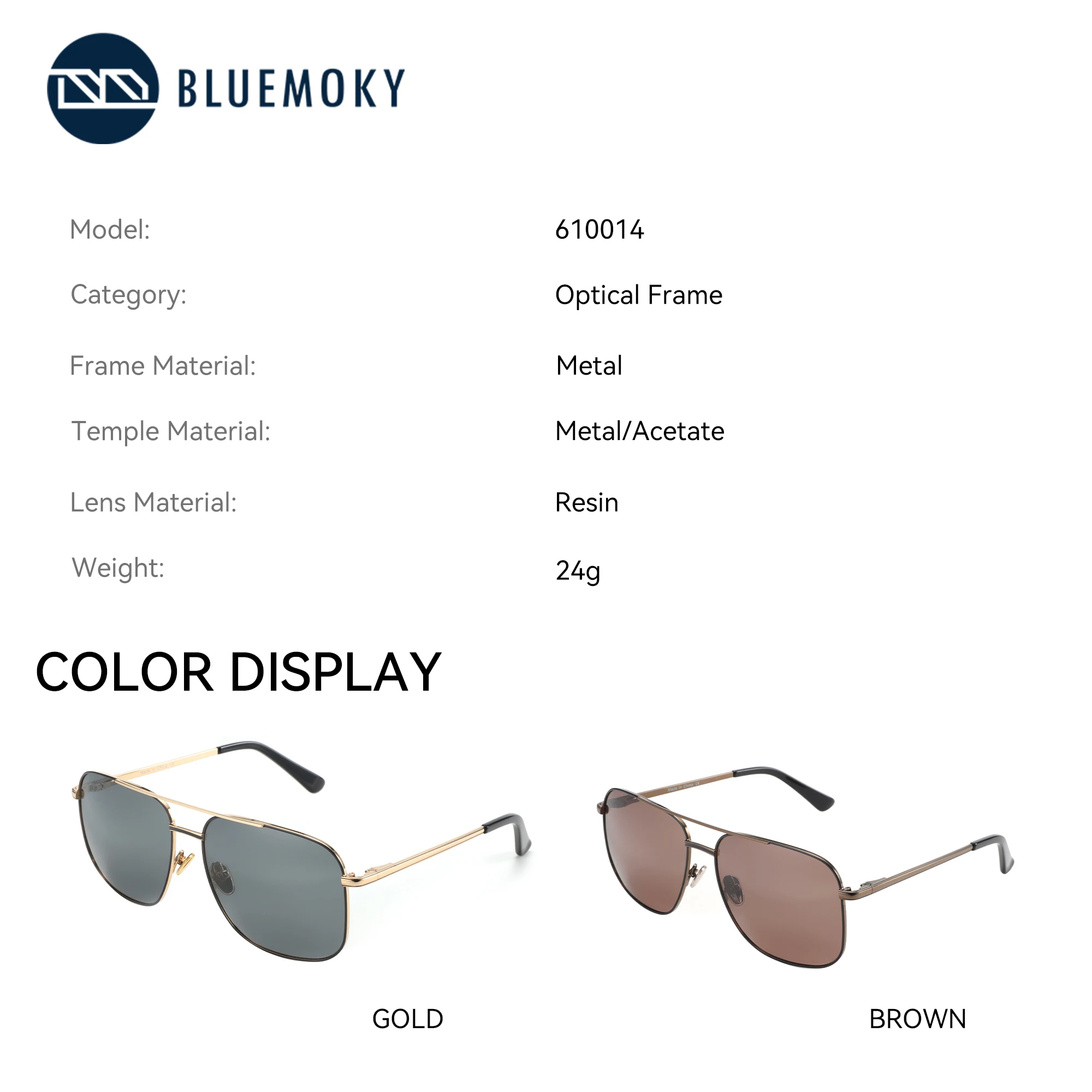 BLUEMOKY Aviator Polarized Prescription Sunglasses Double Bridge Design UV400 Protection Progressive Sun Glasses For Men