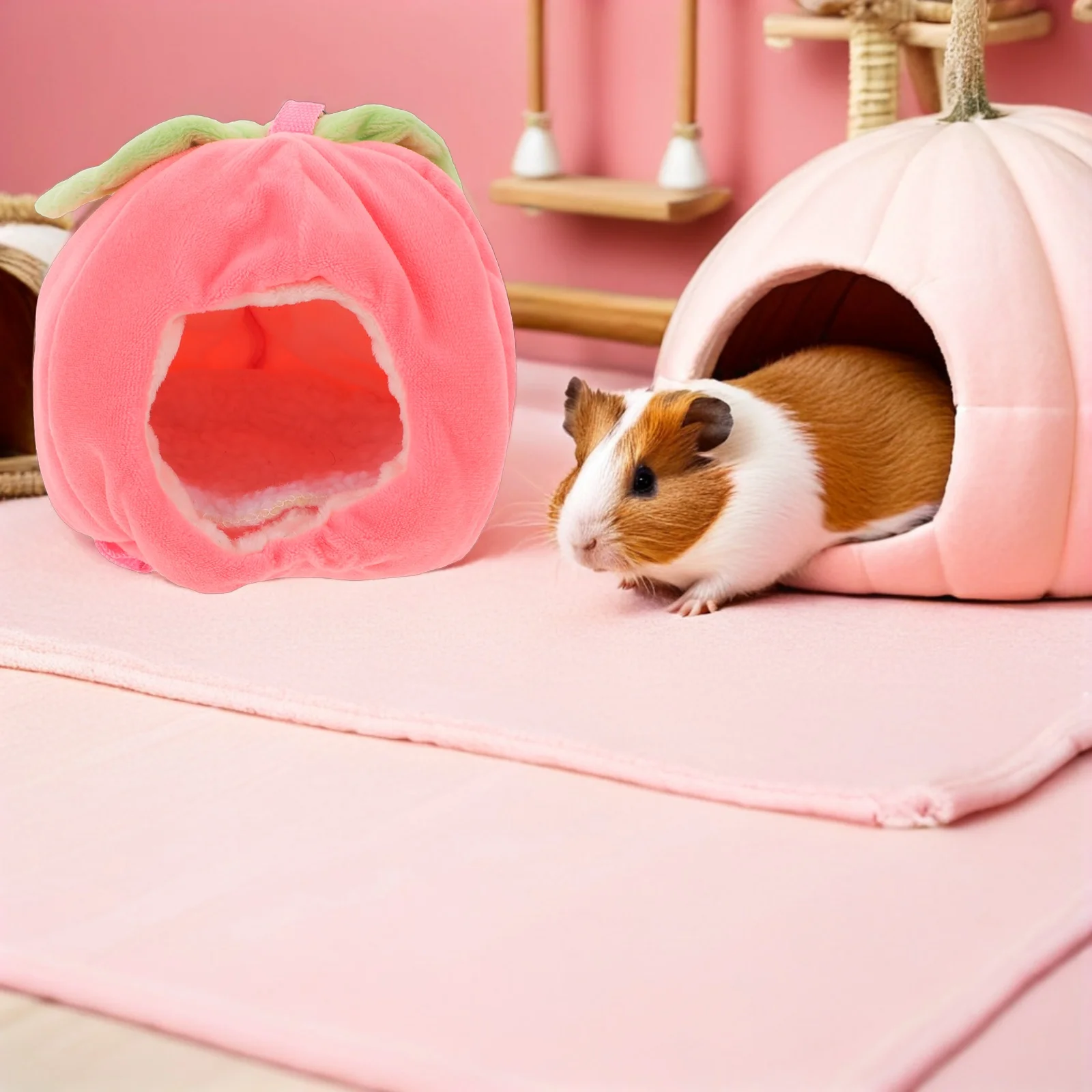 

Pet Warm House For Hamsters Rats Hamster Bed Mice Soft Insulated Small Animal Bed Hideout Fruit Design Cage Decor