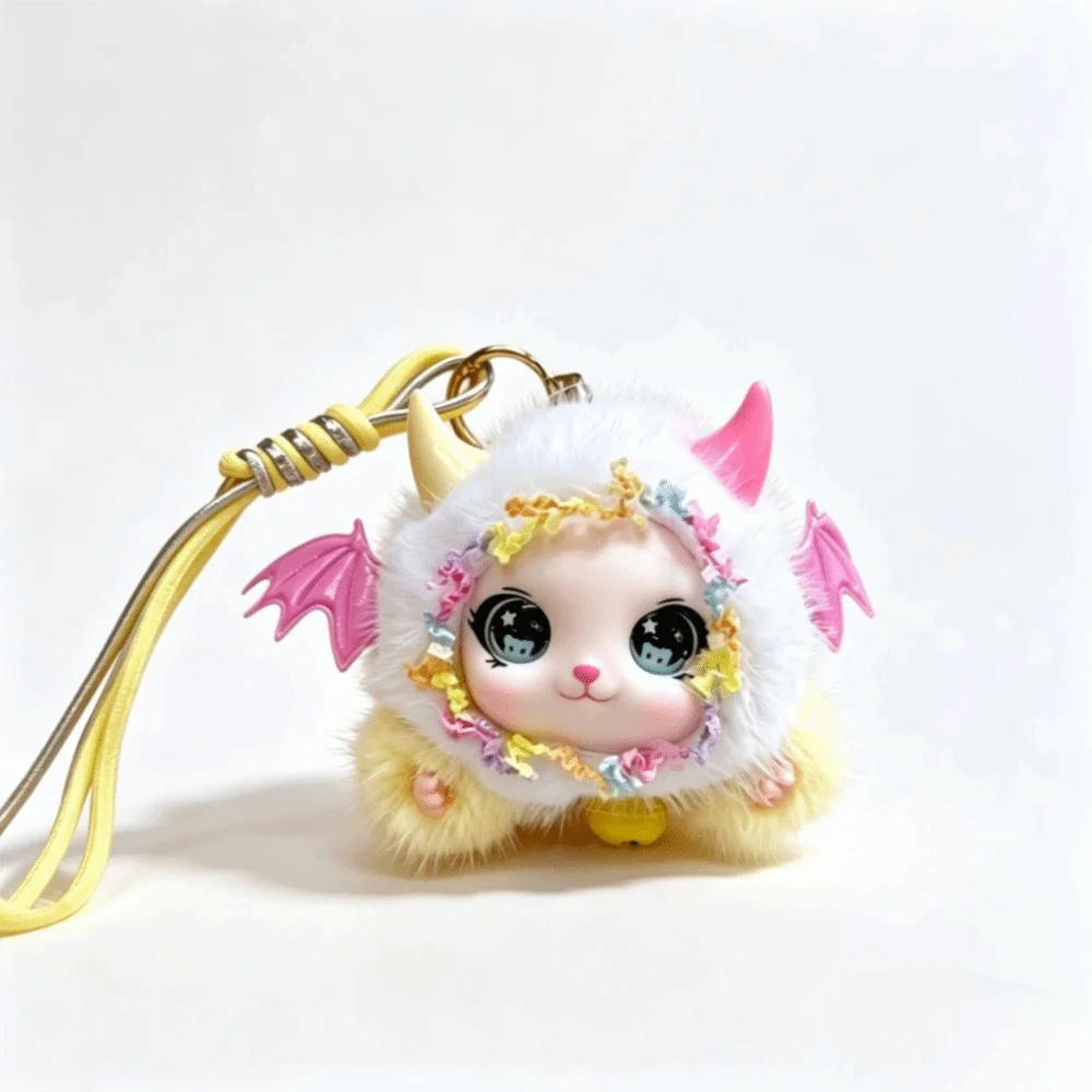 Car Pendant Little Devil Horn Keychain Devil Horns Soft Keychain Wings Cute Keyring Bag Decoration