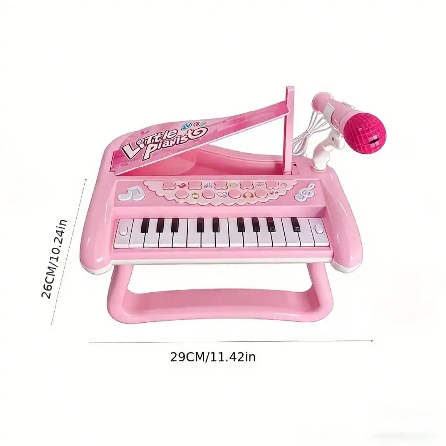 Kids Cartoon Mini Electronic Keyboard with Tripod, Sound & Light Effects, Multifunctional Singing Play Piano Toy, Early Educational Musical Instrument, Perfect Birthday Christmas Gift for Girls Toddlers