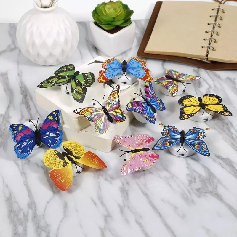 Butterfly LED Night Light Colorful Colors Changing1/5/10PCS Cute Butterfly Wall Stickers Art Lamps Home Decor Brick Wall Paper