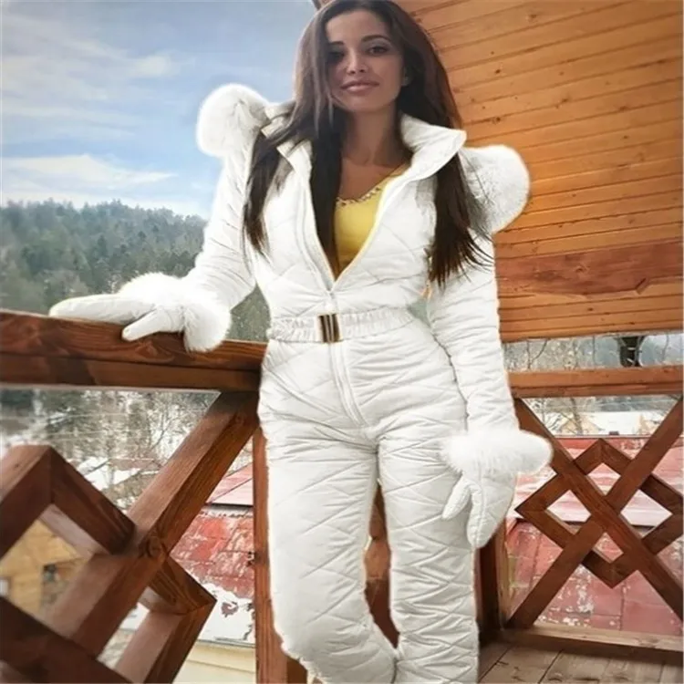 CPSYMYM Winter Ski Jacket Hoodie Outdoor Sports Onesie Zip Women's Ski Wear Ski Suit Fur Hooded Jackets Outwear Parkas Coats